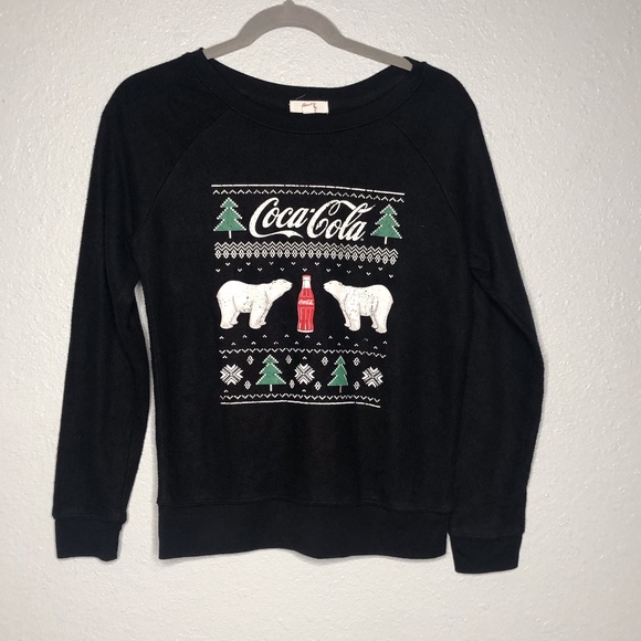 Coca Cola Holiday Sweater Black‎ Polar bear sz Sm - Picture 1 of 4